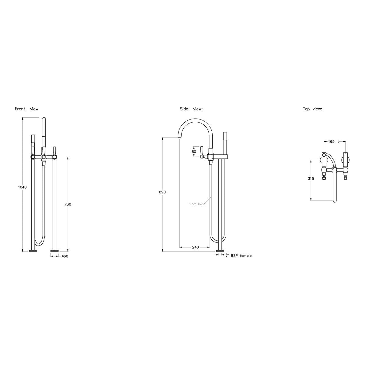 Brodware Manhattan Bath Mixer With Handshower II