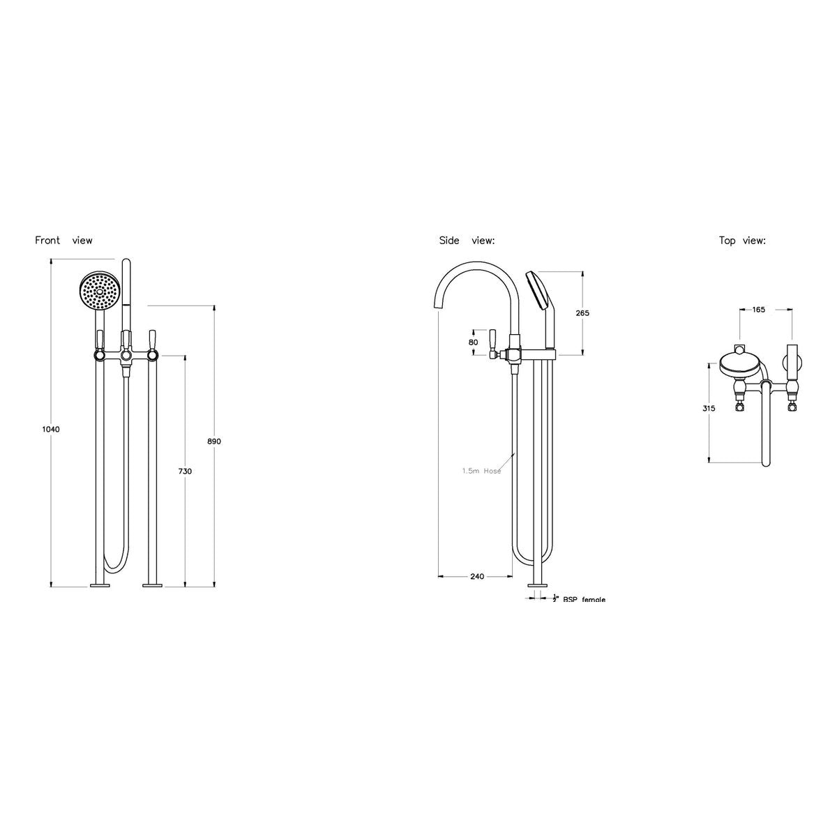 Brodware Manhattan Bath Mixer With Handshower III
