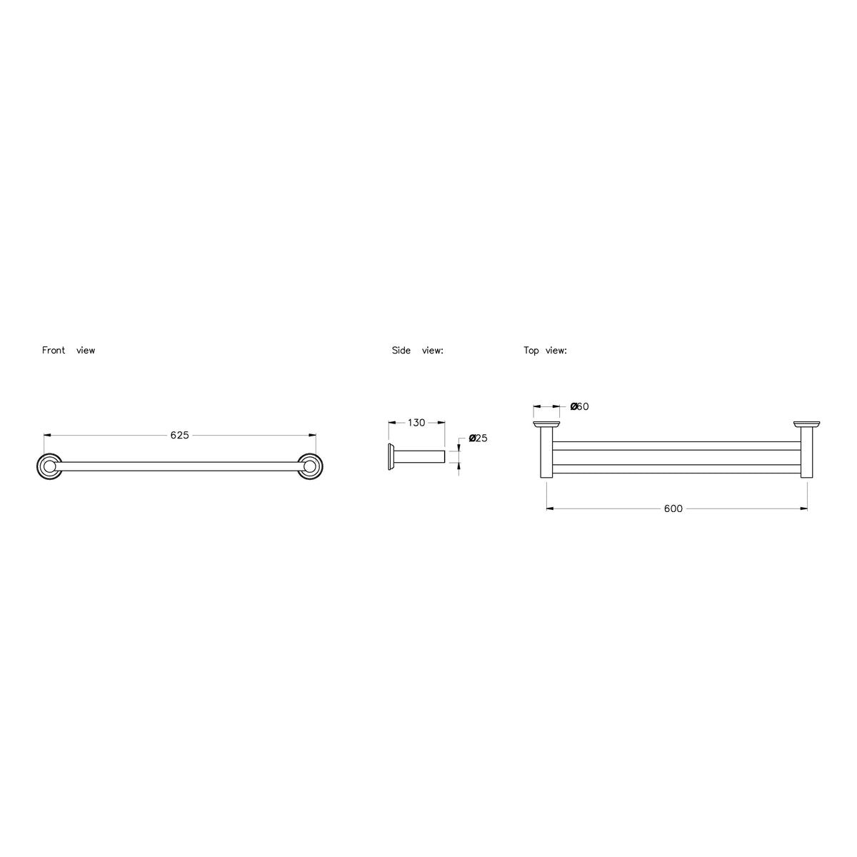 Brodware Manhattan 600mm Double Towel Rail