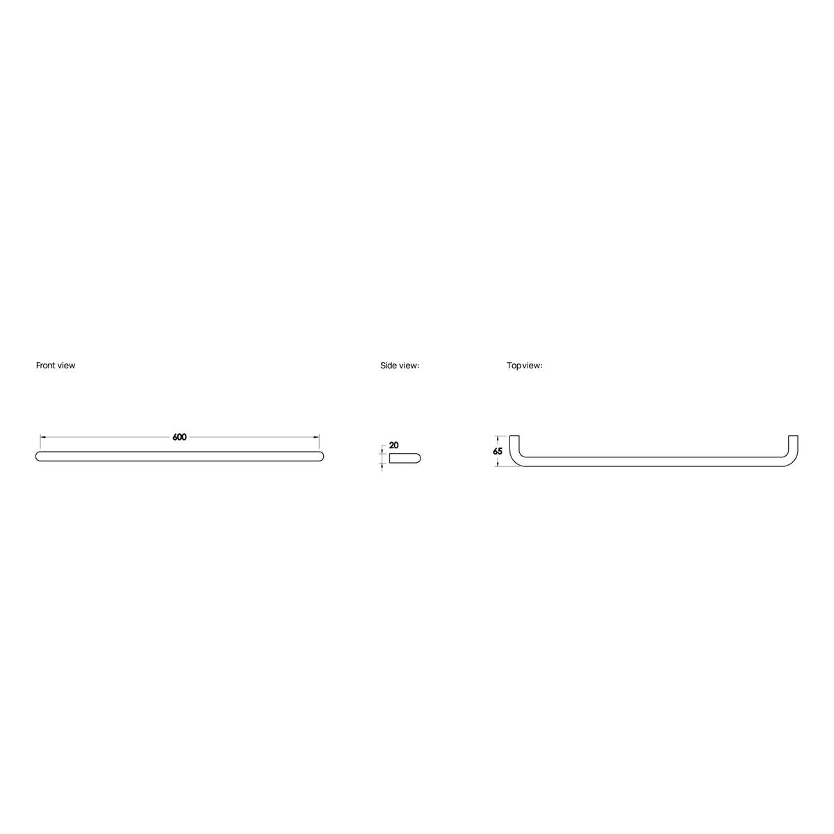Brodware Nanobar 600mm Single Towel Rail