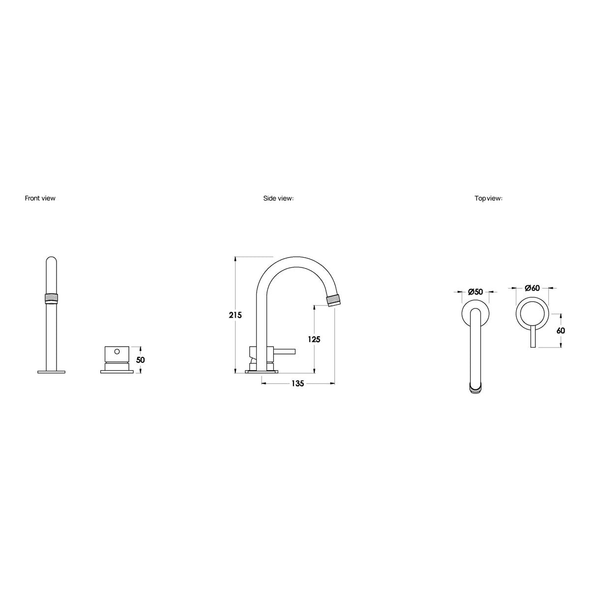Brodware Yokato Basin Mixer Set, Metal Lever