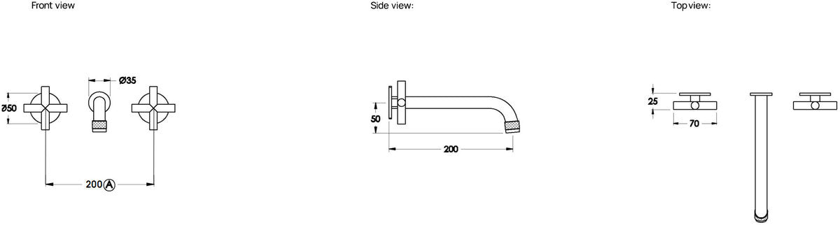 Brodware Yokato 200mm Wall Set I, Cross Handle