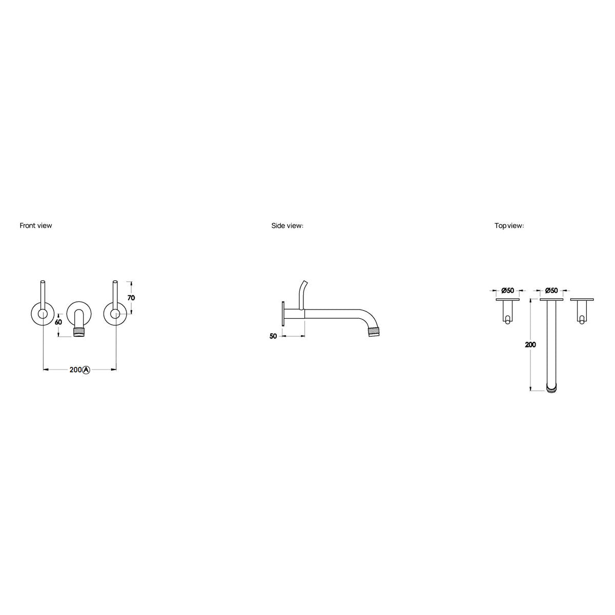 Brodware Yokato 200mm Wall Set I, Upswept Lever (DDA compliant)