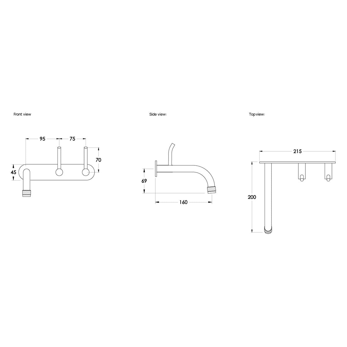 Brodware Yokato 200mm Wall Set II, Upswept Lever (DDA compliant)