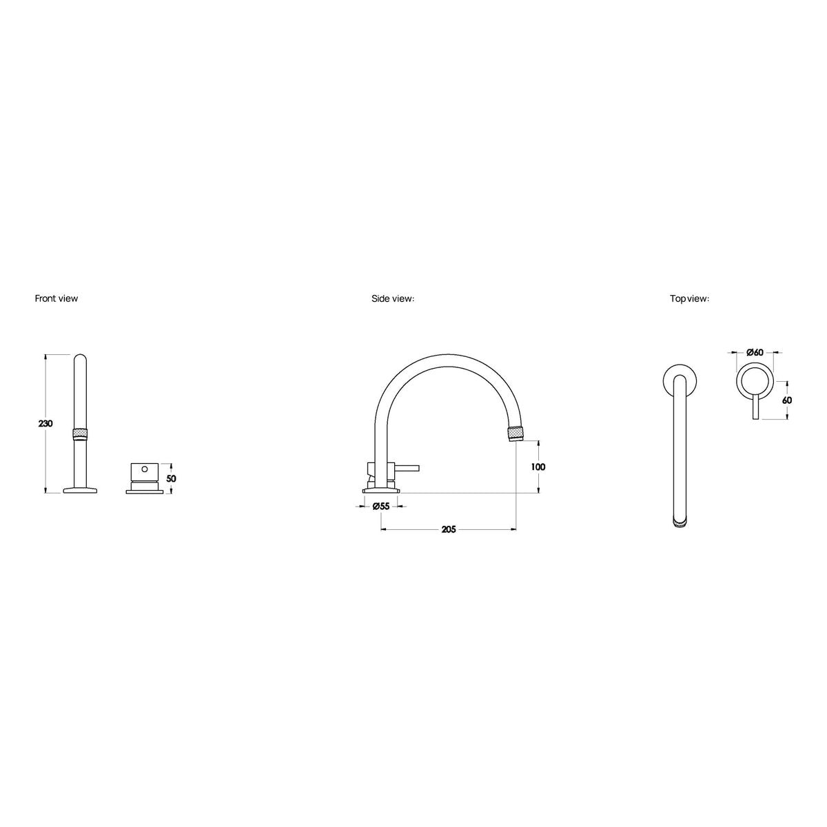 Brodware Yokato Bath Mixer Set I, Metal Lever