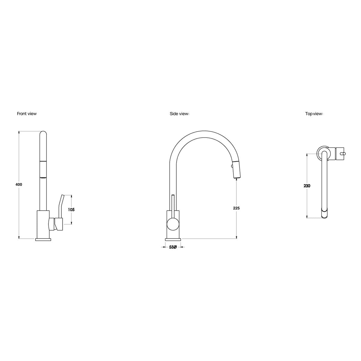 Brodware Yokato Pullout Kitchen Mixer II, Upswept Lever (DDA compliant)