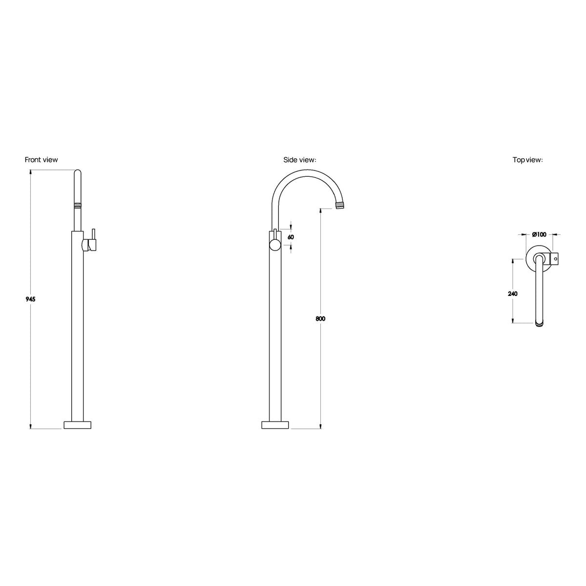 Brodware Yokato Bath Mixer II, Metal Lever