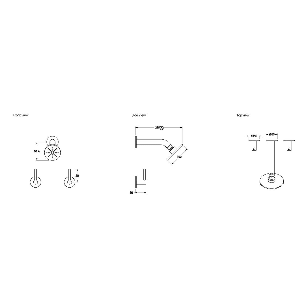 Brodware Yokato 100mm Shower Set, Metal Lever