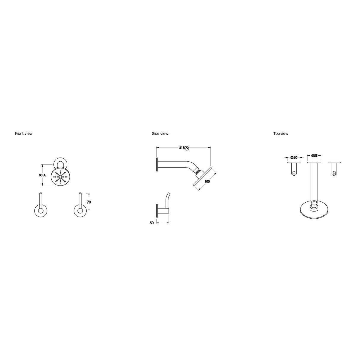 Brodware Yokato 100mm Shower Set, Upswept Lever (DDA compliant)