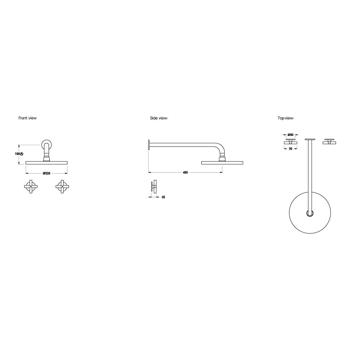 Brodware Yokato 225mm Shower Set I, Cross Handle