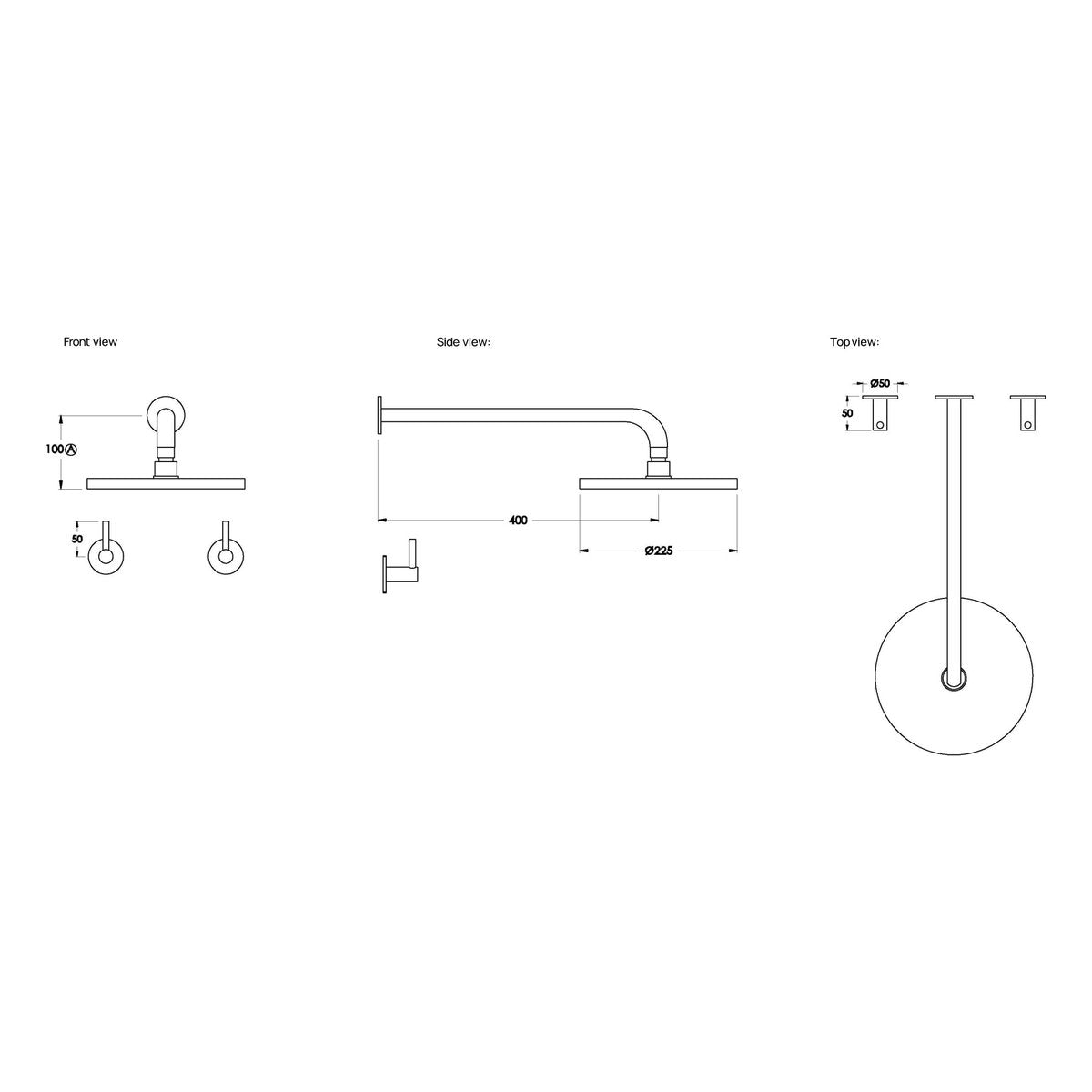 Brodware Yokato 225mm Shower Set I, Metal Lever