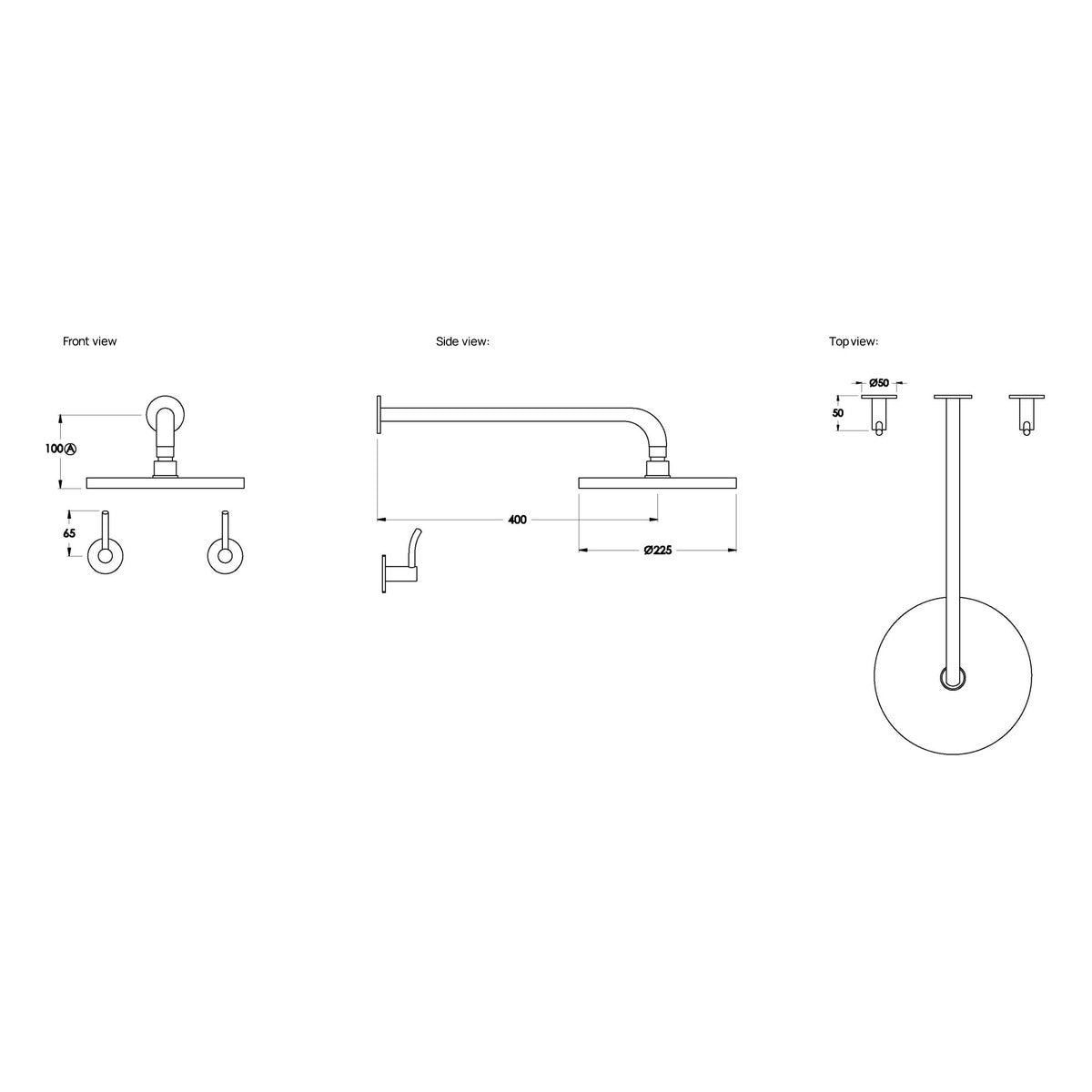 Brodware Yokato 225mm Shower Set I, Upswept Lever (DDA compliant)