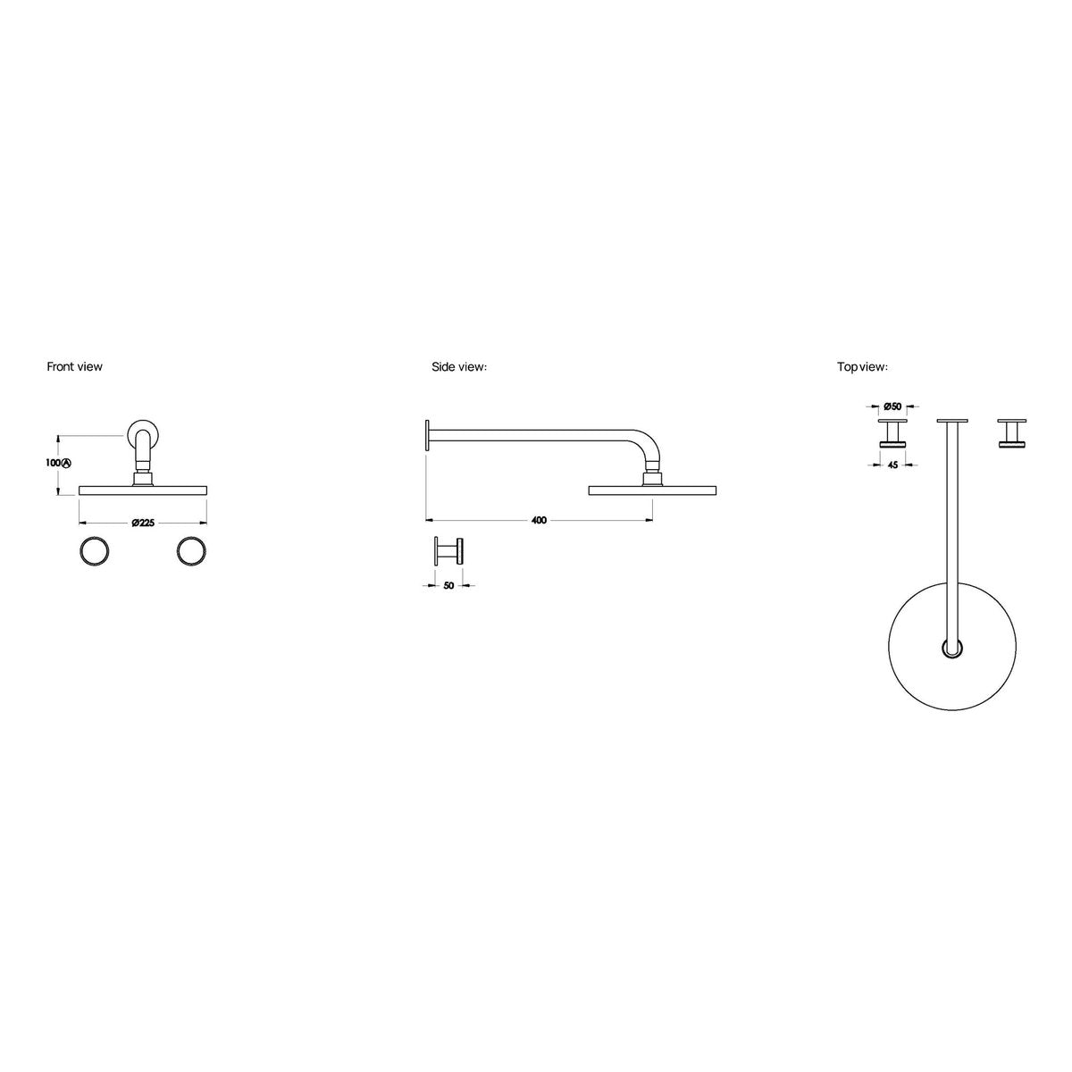 Brodware Yokato 225mm Shower Set I, Disc Handle