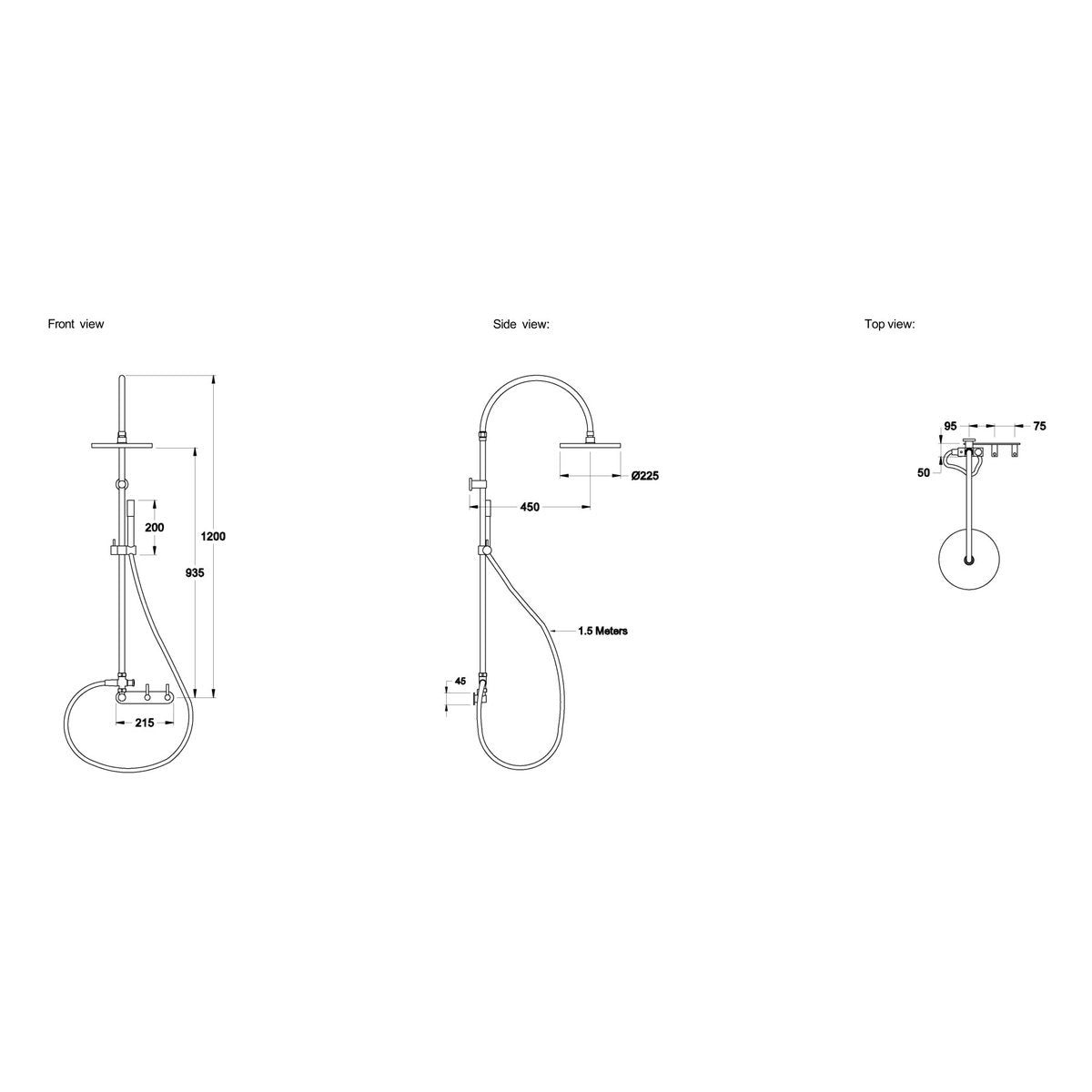 Brodware Yokato 225mm Shower Set II, Metal Lever
