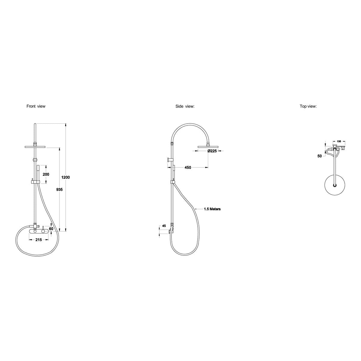 Brodware Yokato 225mm Shower Set IV, Metal Lever