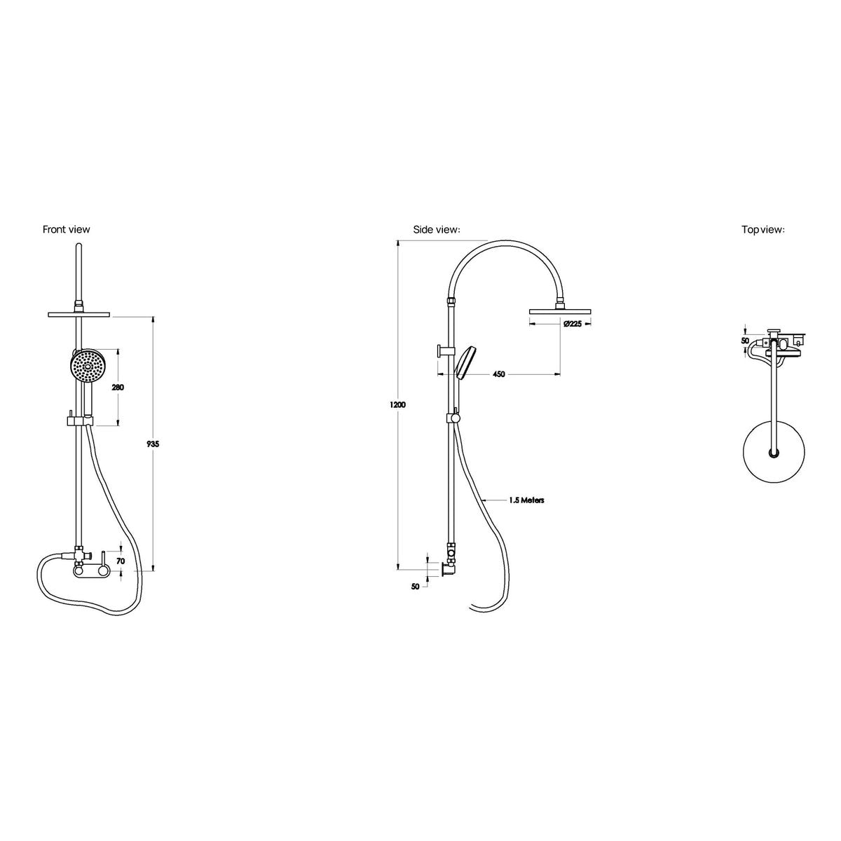 Brodware Yokato 225mm Shower Set V, Upswept Lever (DDA compliant)