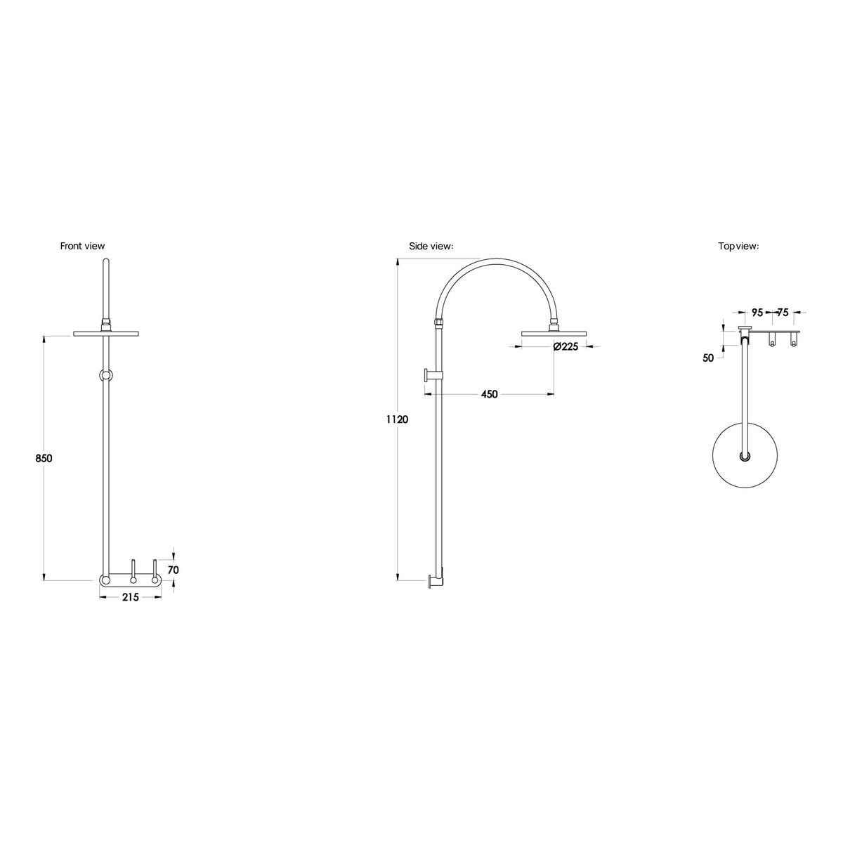 Brodware Yokato 225mm Shower Set VI, Upswept Lever (DDA compliant)