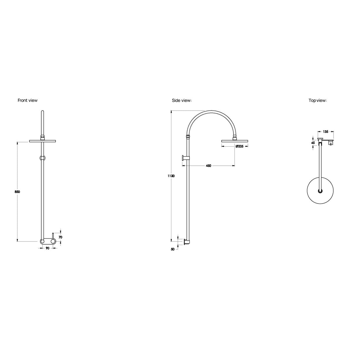 Brodware Yokato 225mm Shower Set VII, Upswept Lever (DDA compliant)