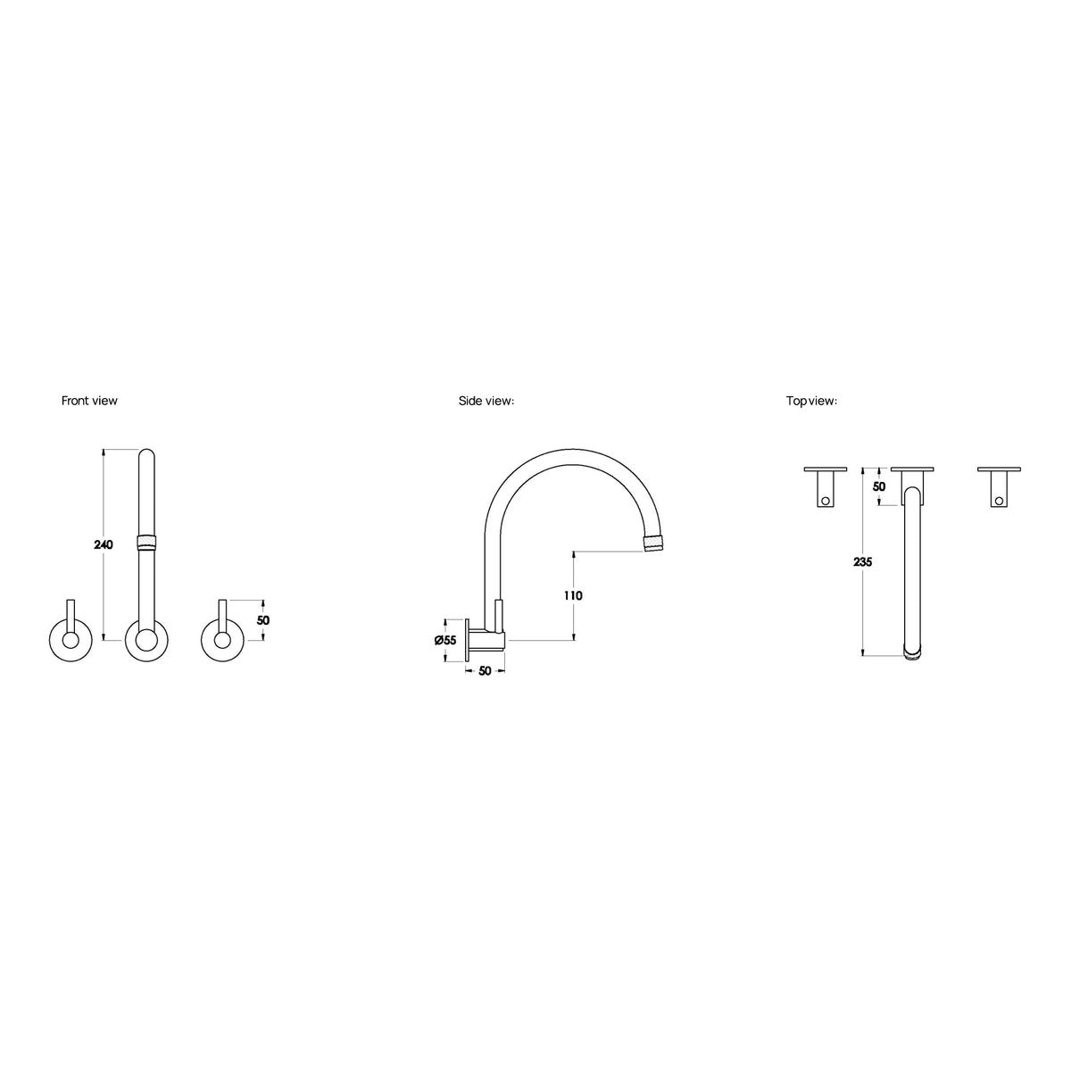 Brodware Yokato 235mm Wall Set, Metal Lever