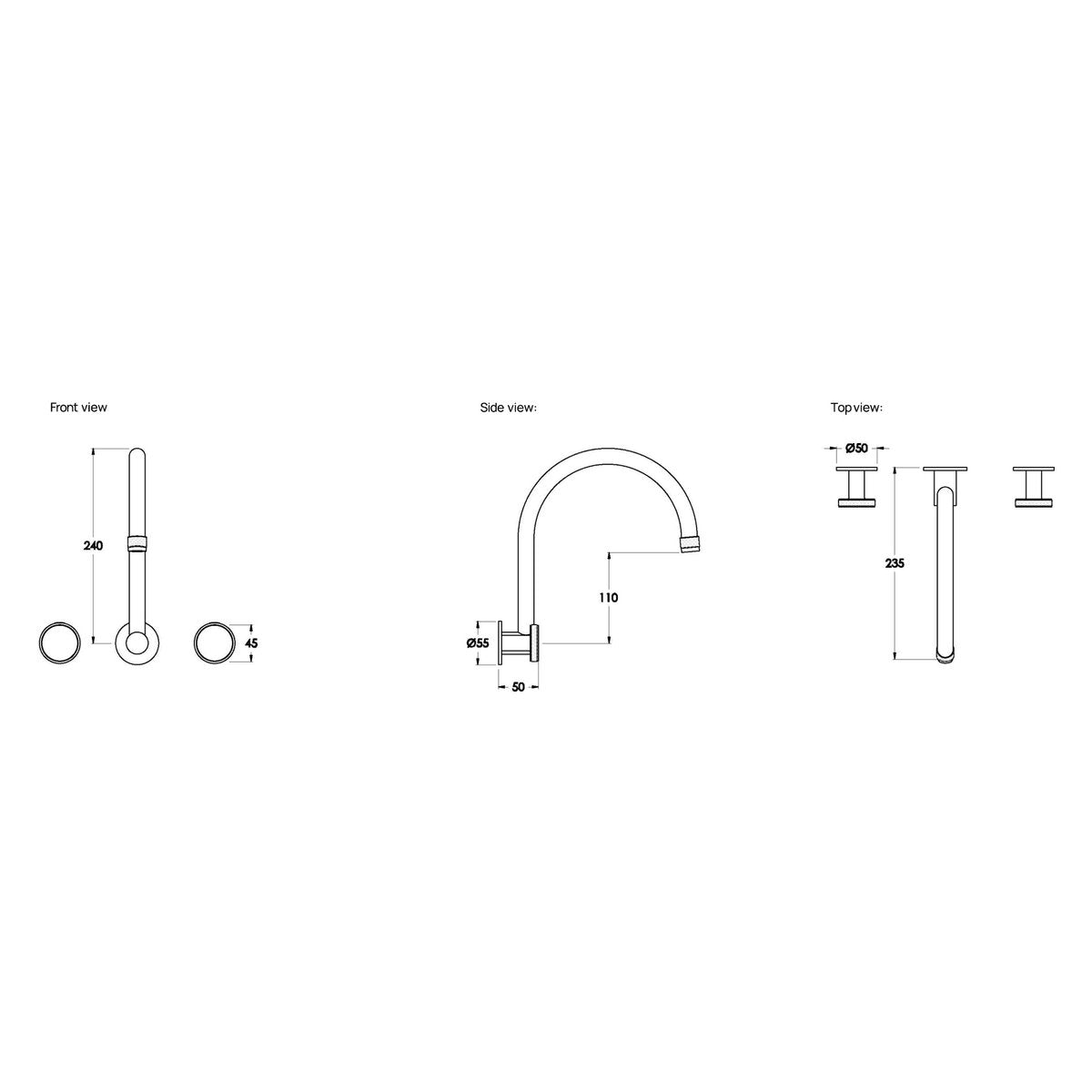 Brodware Yokato 235mm Wall Set, Disc Handle