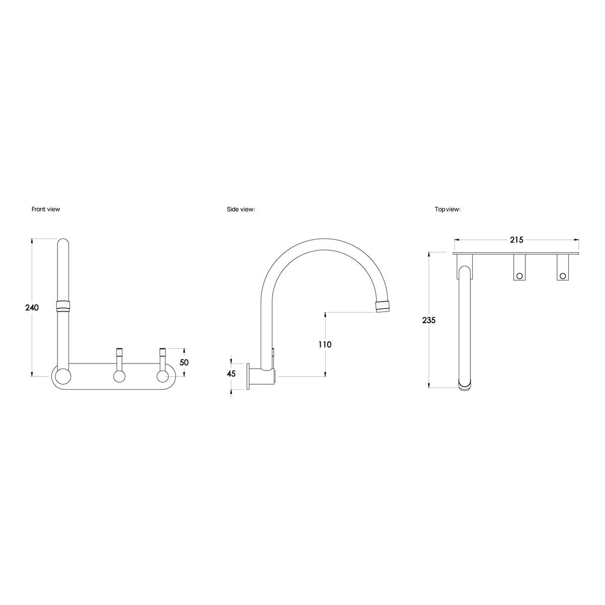 Brodware Yokato 225mm Wall Set, Metal Lever