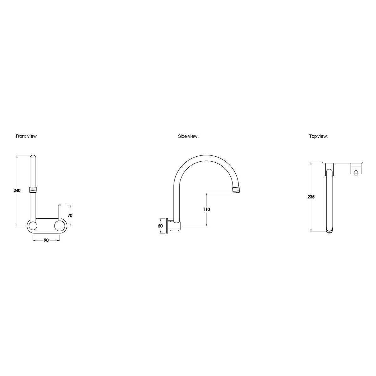 Brodware Yokato 235mm Wall Mixer Set, Upswept Lever (DDA compliant)
