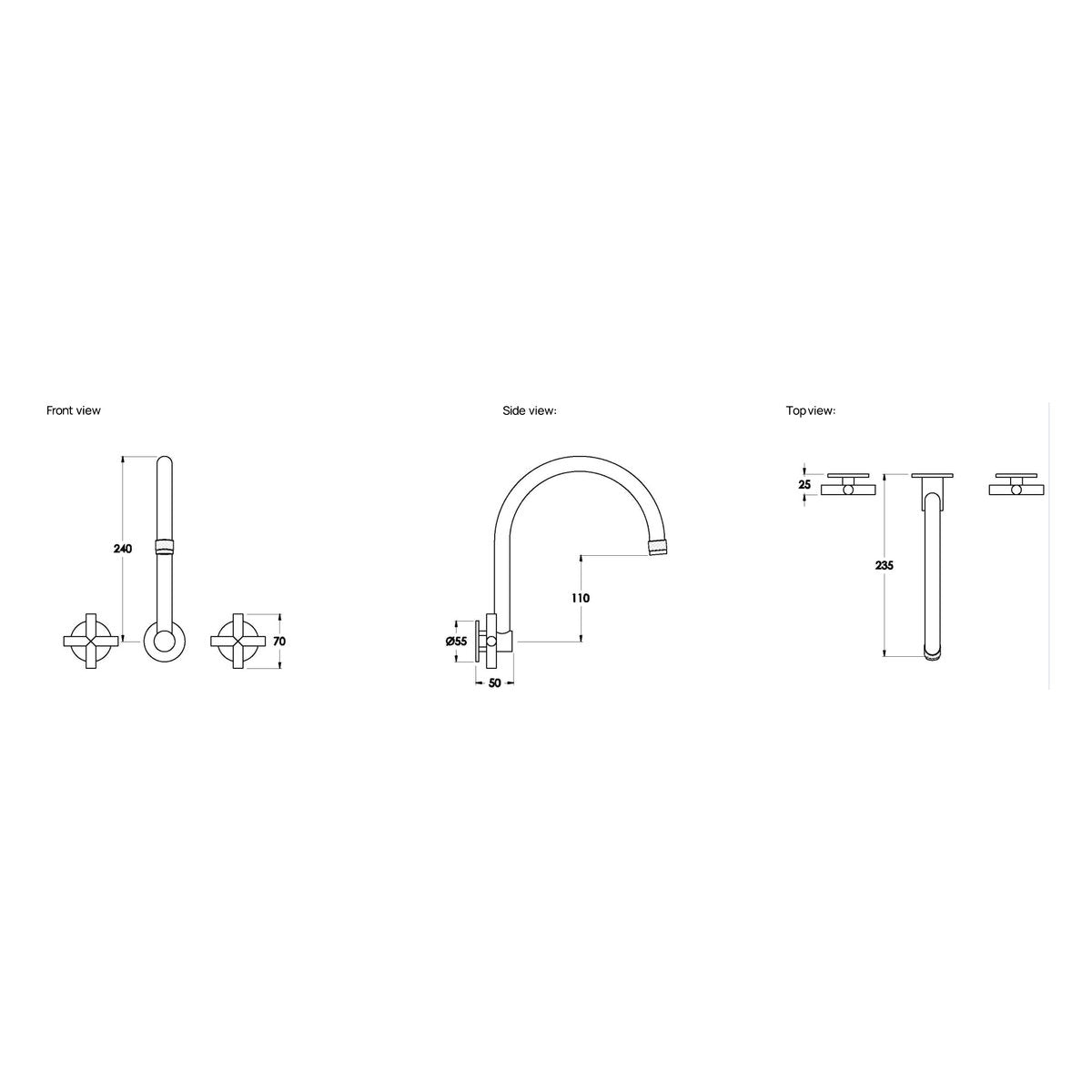 Brodware Yokato 235mm Wall Set, Cross Handle