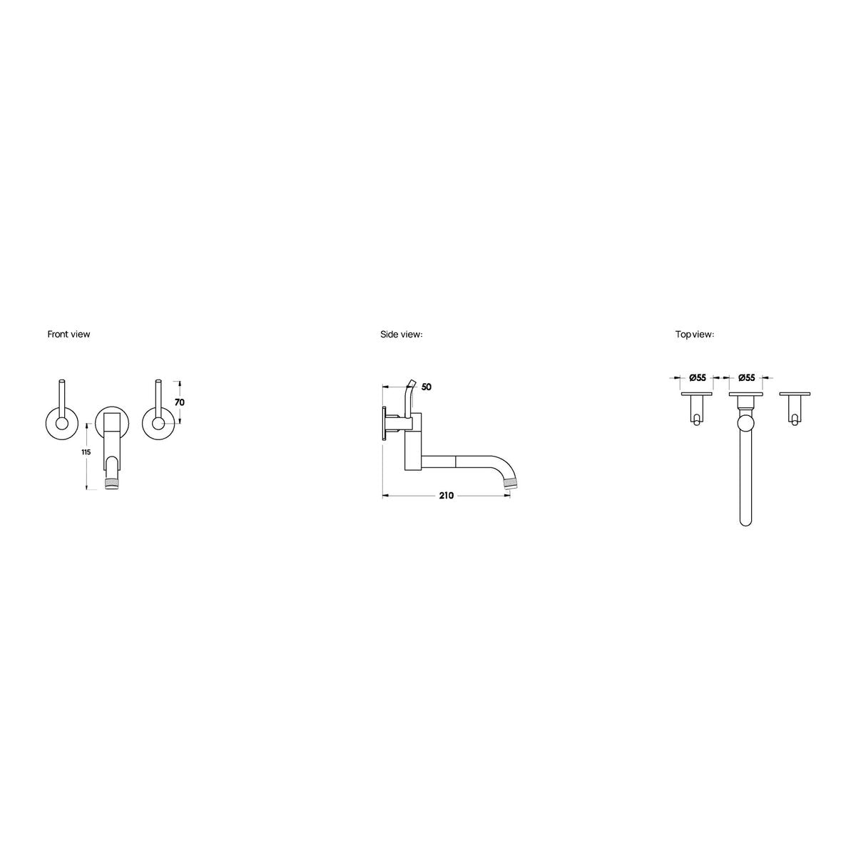 Brodware Yokato 210mm Wall Set I, Upswept Lever (DDA compliant)