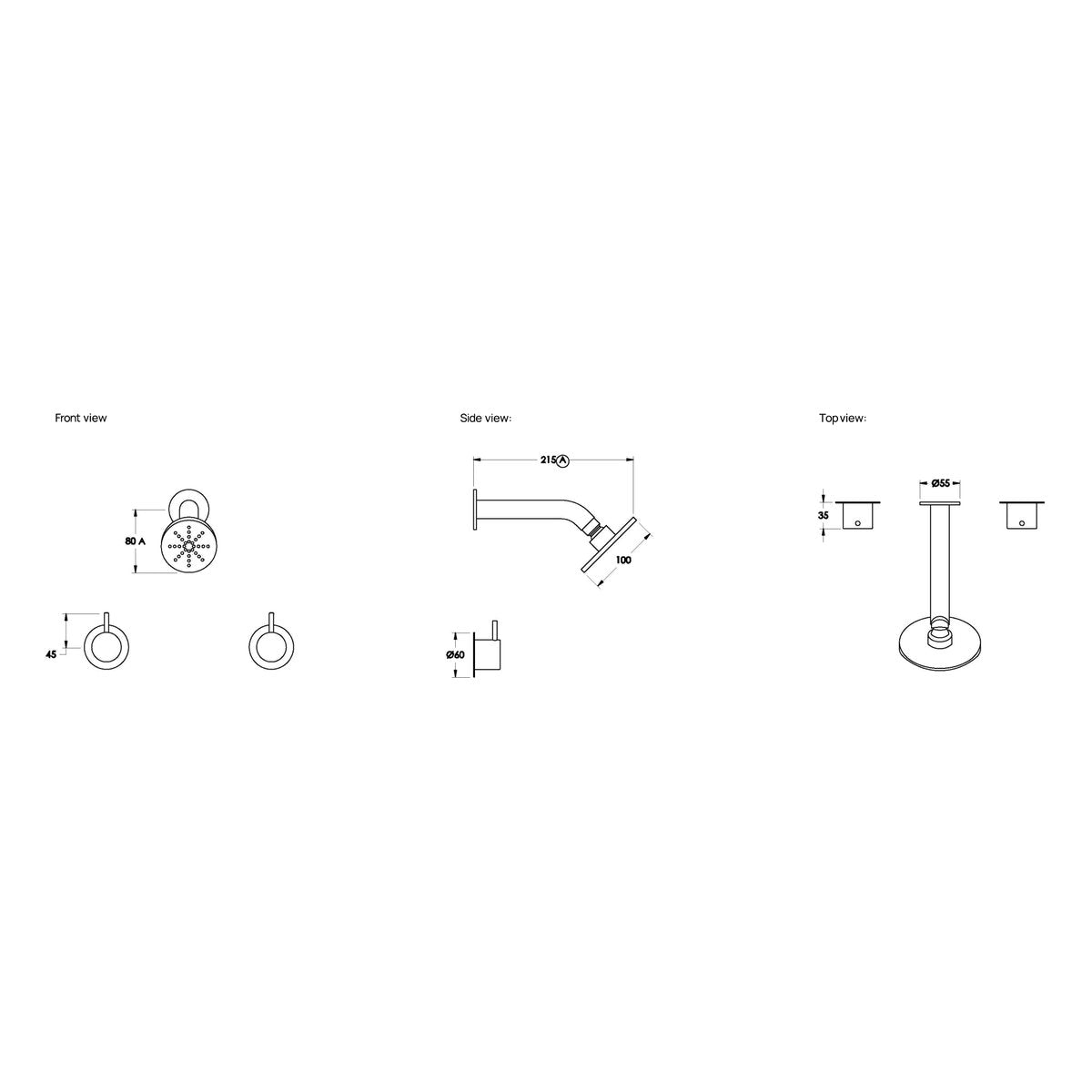 Brodware Minim Shower Set With 100mm Rose