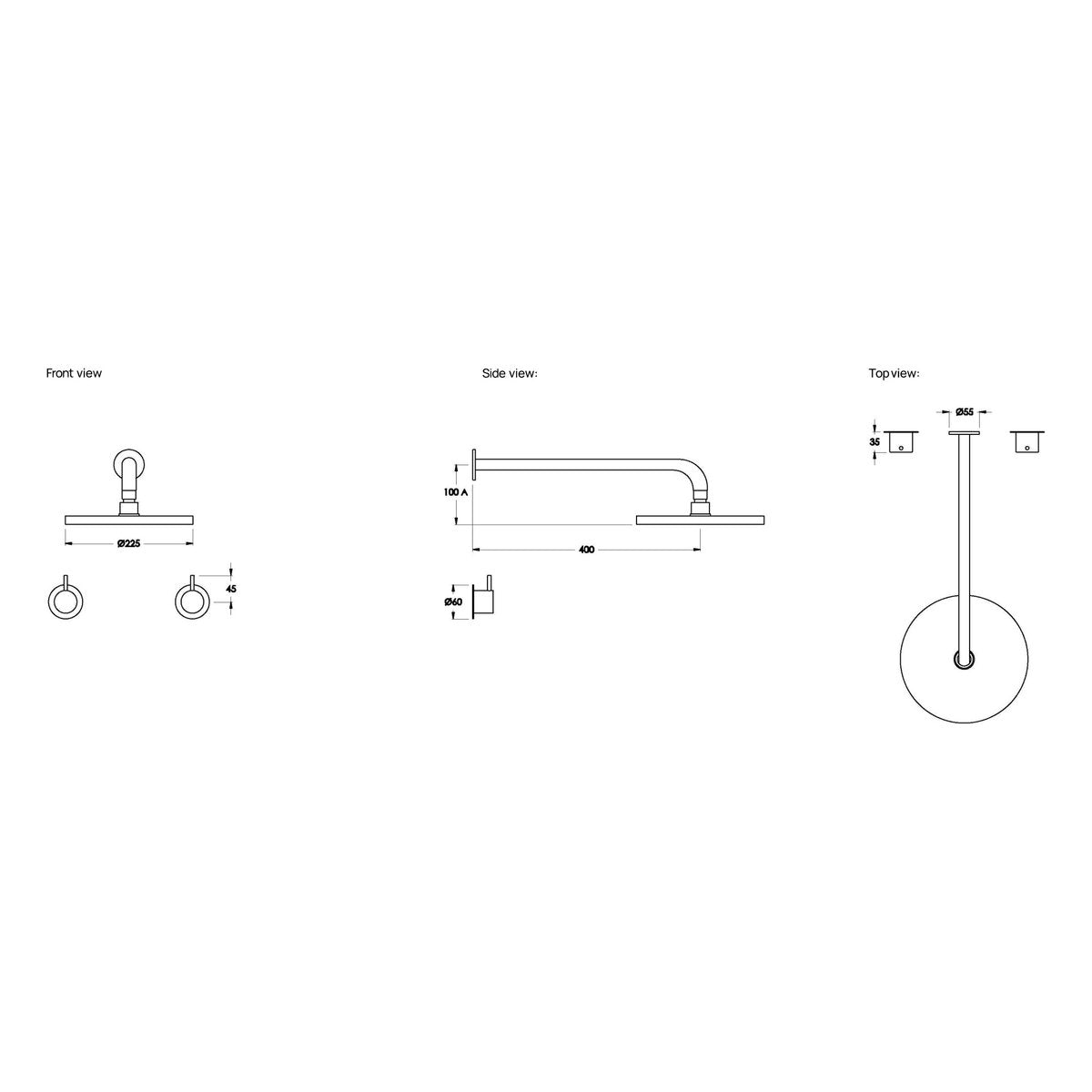Brodware Minim Shower Set With 225mm Rose