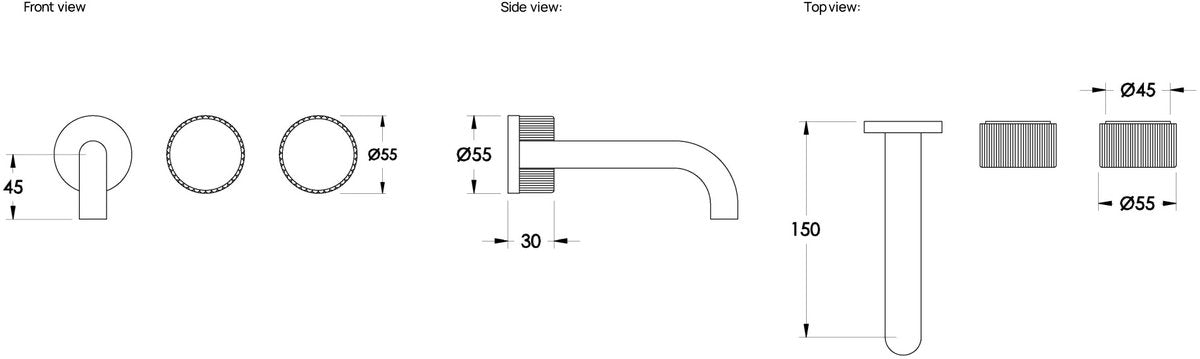 Brodware Halo 1500mm Wall Set II, Pleat Handle
