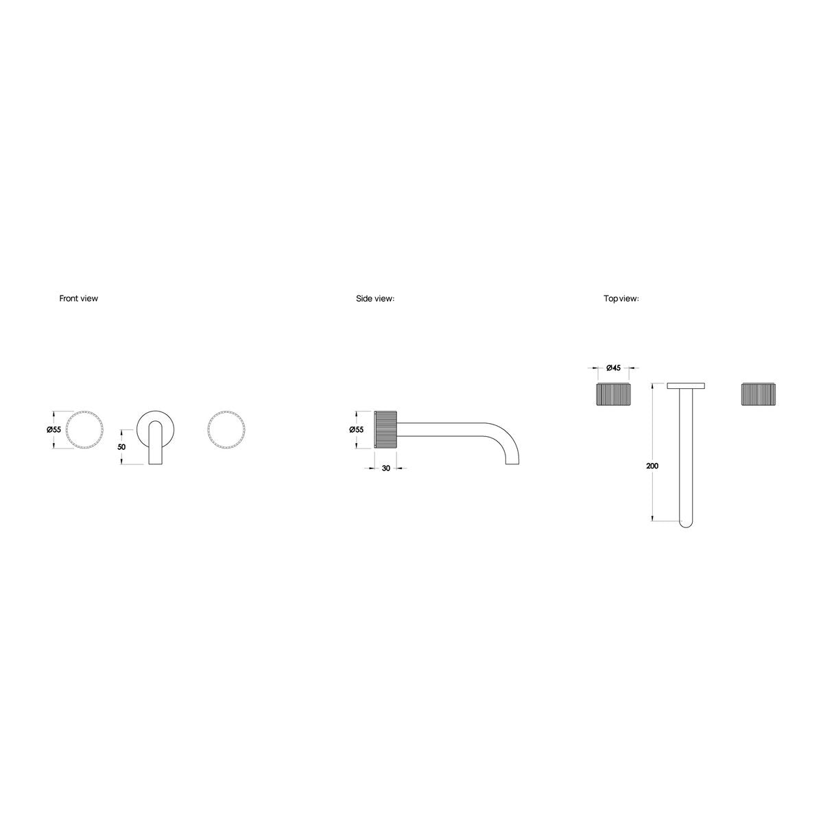 Brodware Halo 200mm Wall Set I, Pleat Handle