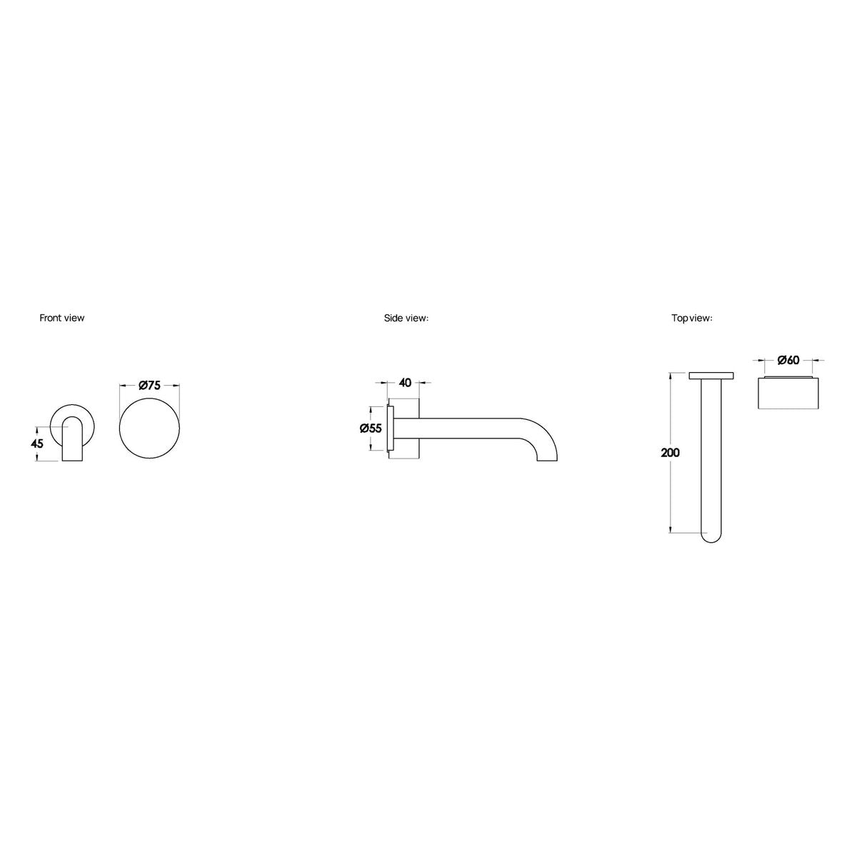 Brodware Halo 200mm Wall Mixer Set, Metal Handle