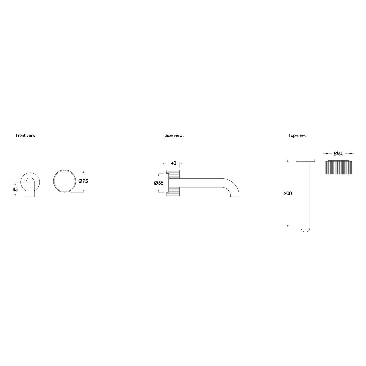 Brodware Halo 200mm Wall Mixer Set, Pleat Handle