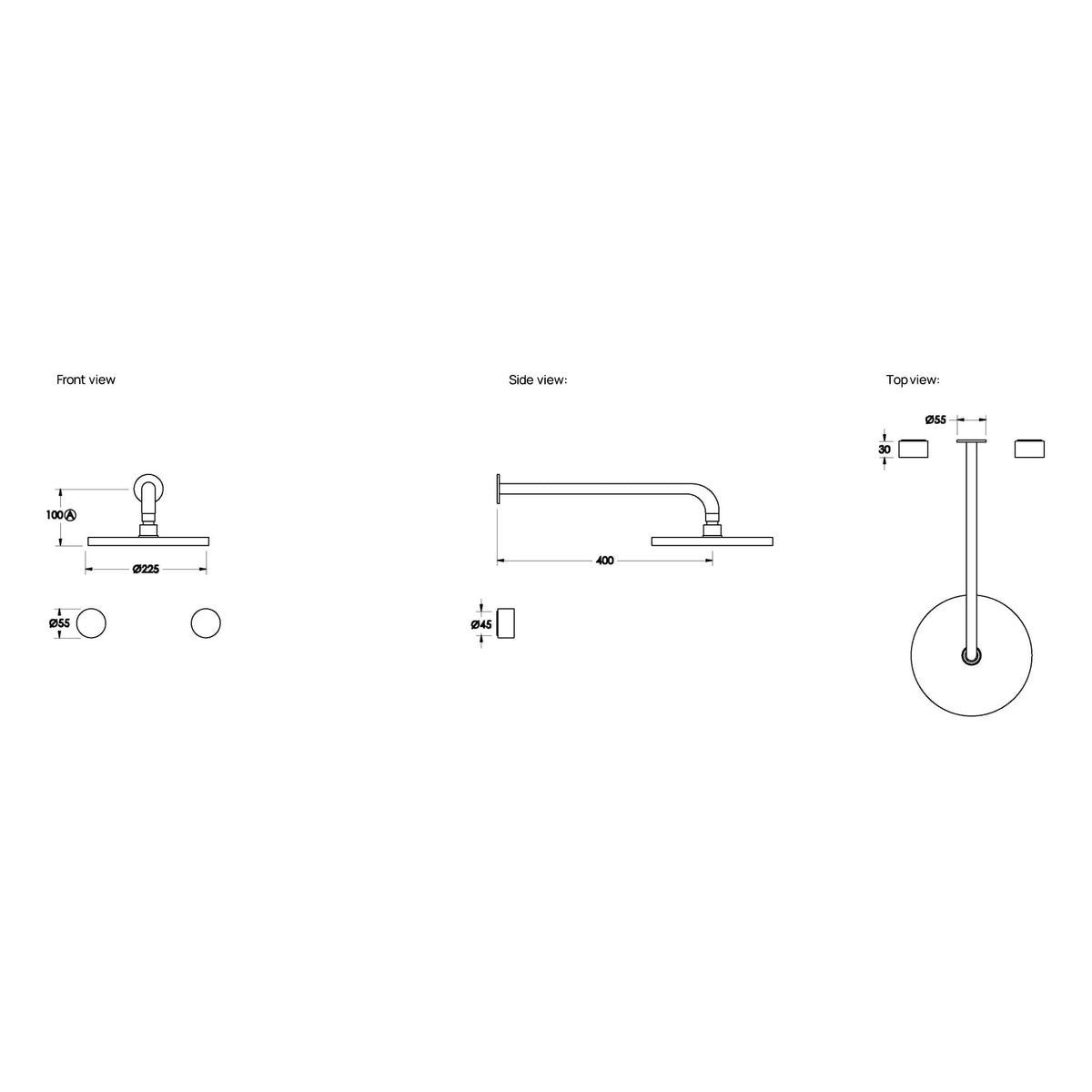 Brodware Halo 225 Shower Set, Pleat Handle