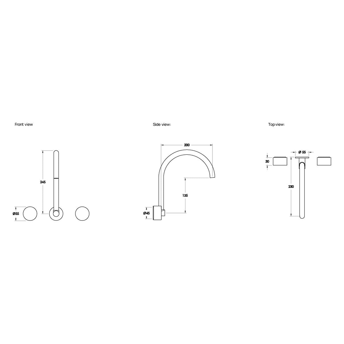 Brodware Halo Swivel Wall Set, Metal Handle