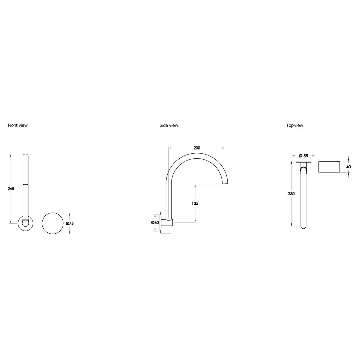Brodware Halo Wall Mixer Set, Marble Handle