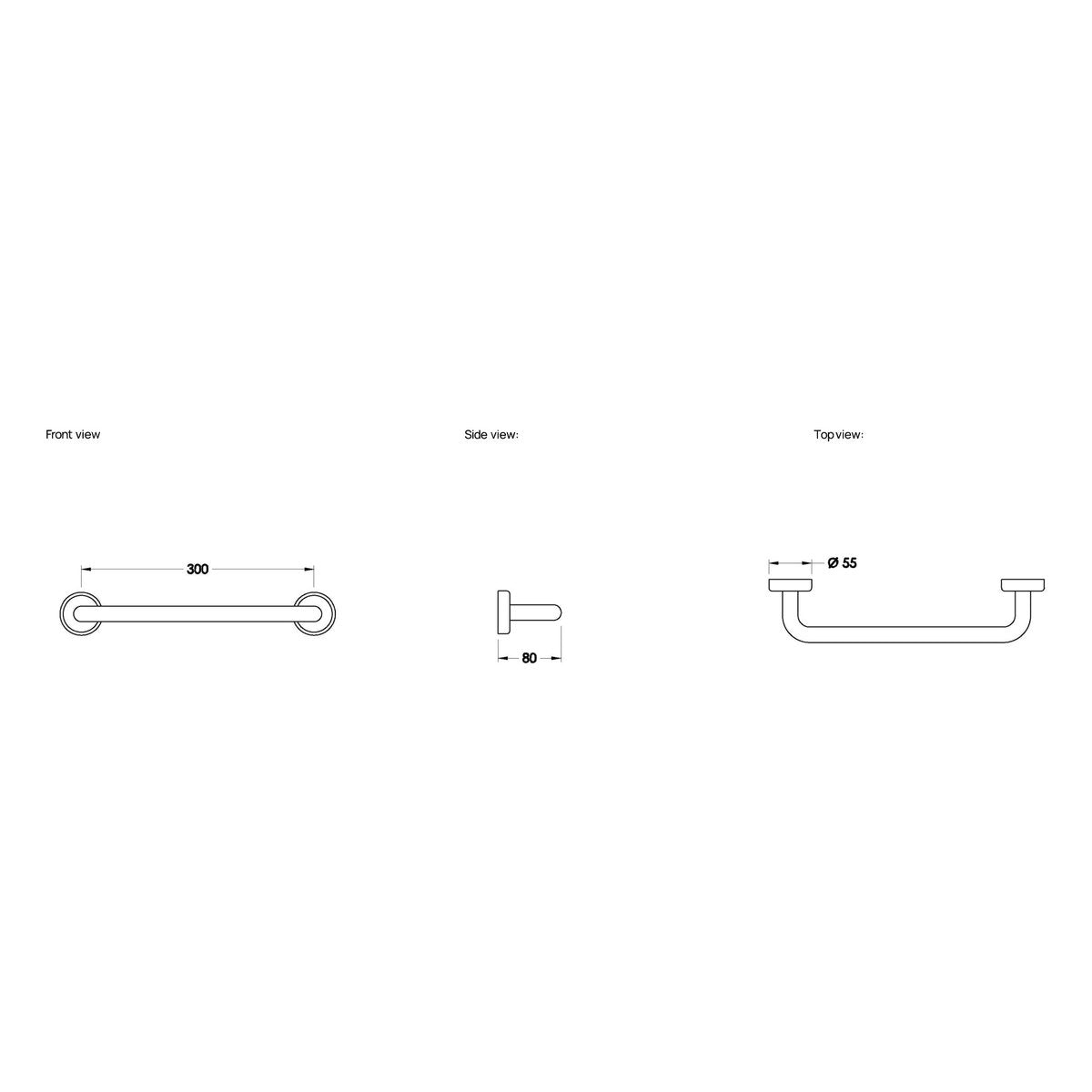 Brodware Halo 300mm Single Towel Rail