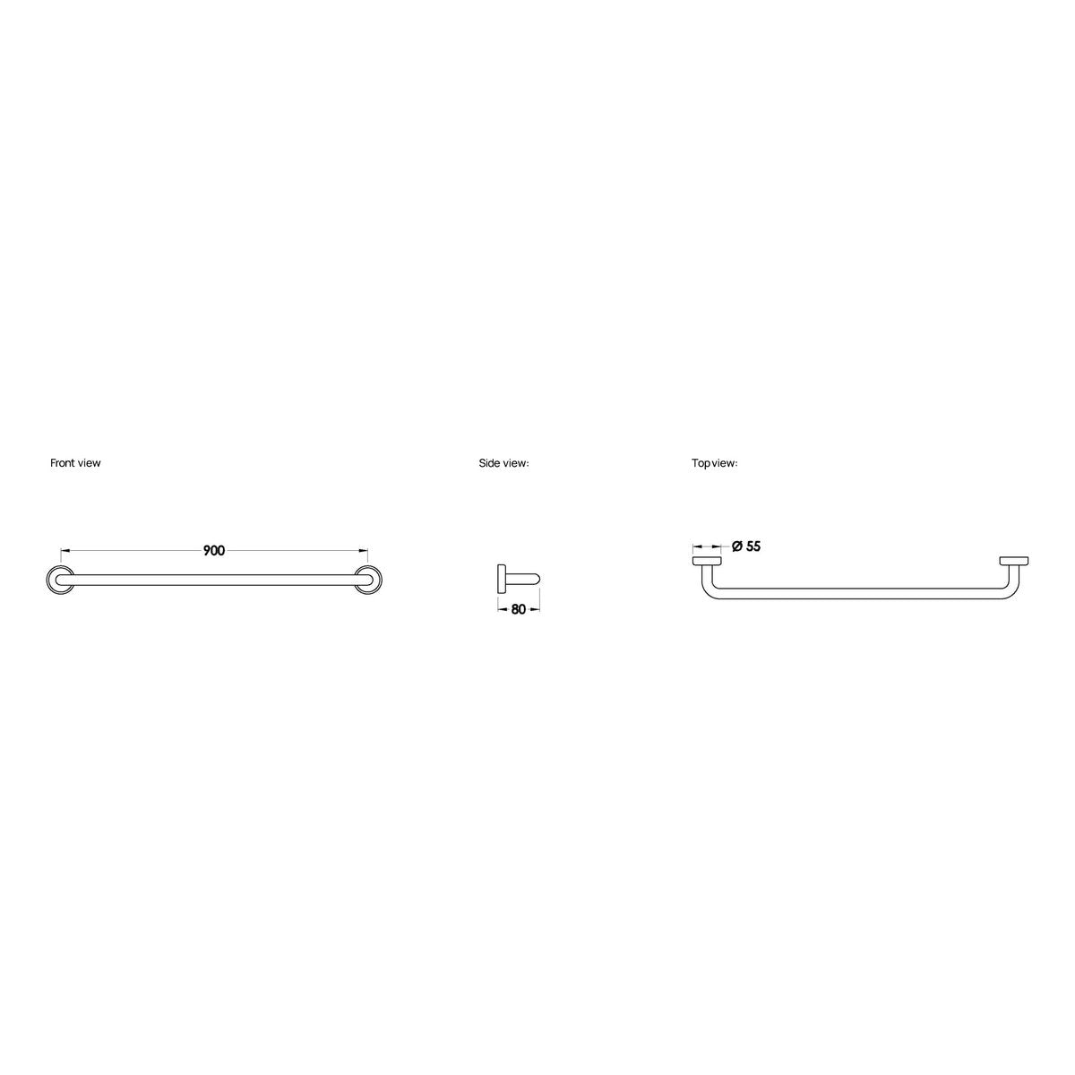 Brodware Halo 900mm Single Towel Rail