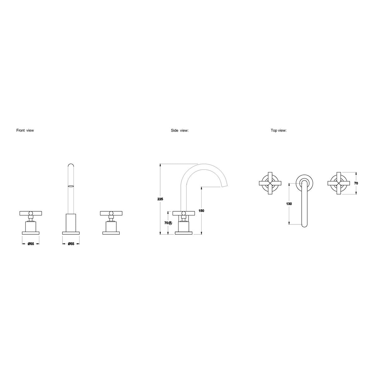 Brodware City Plus Basin Set, Cross Handle