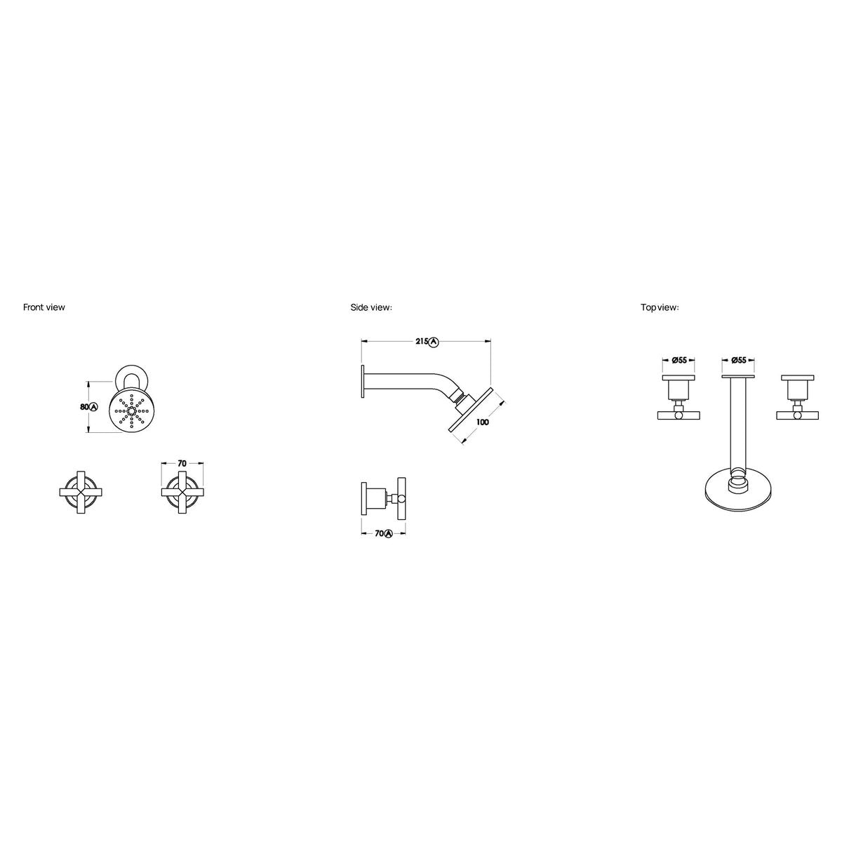 Brodware City Plus 100mm Shower Set, Cross Handle