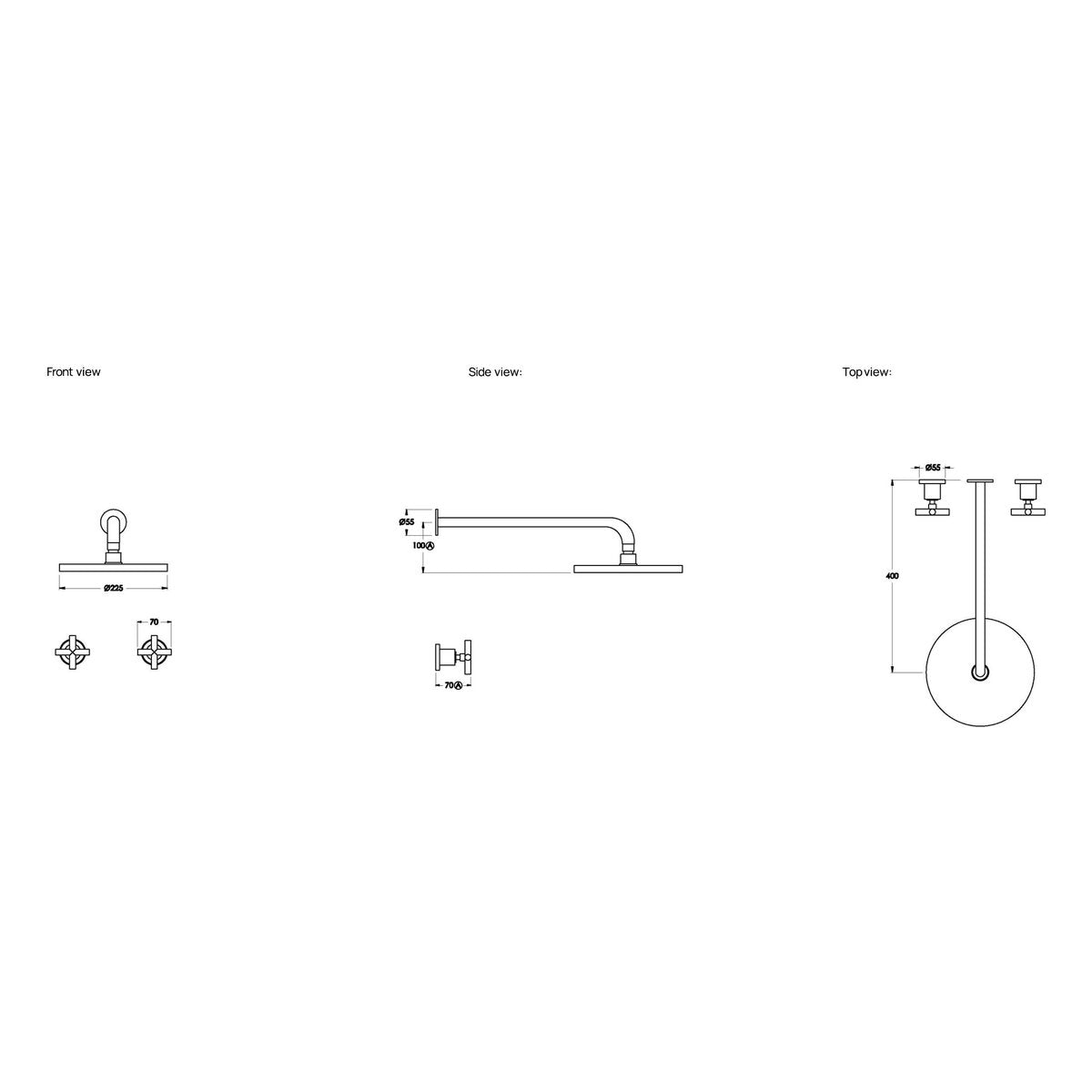 Brodware City Plus 225mm Shower Set, Cross Handle