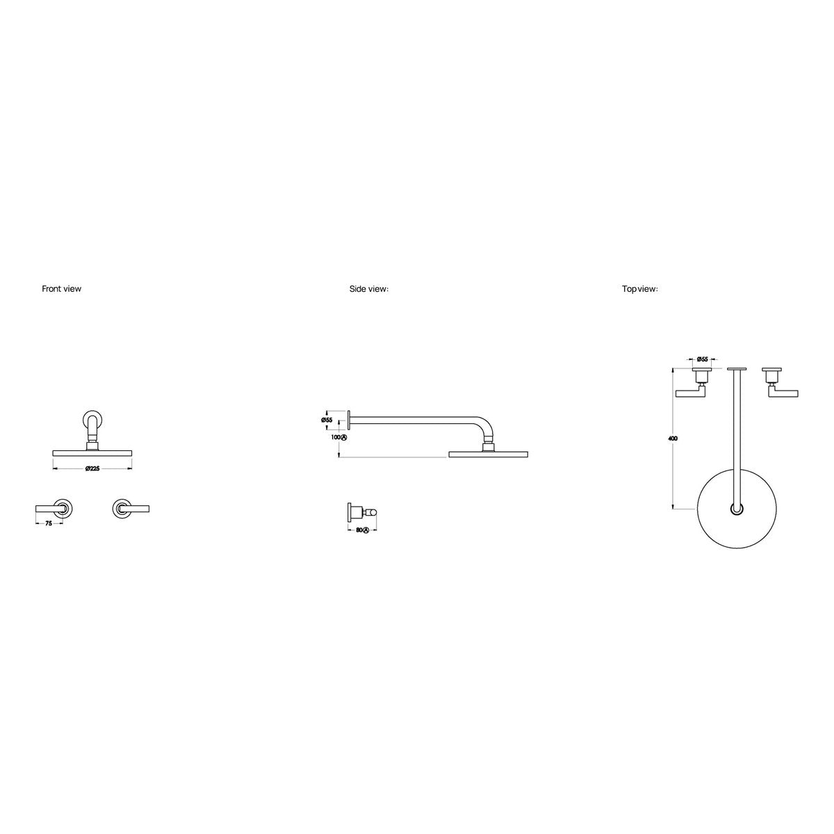 Brodware City Plus 225mm Shower Set, D Lever