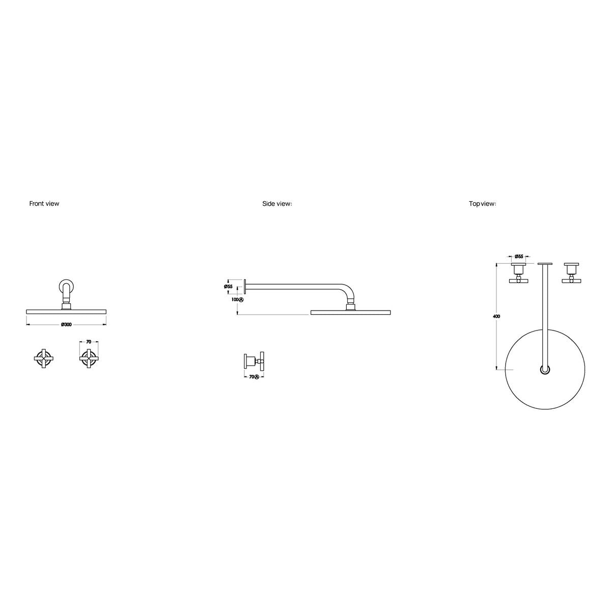 Brodware City Plus 300mm Shower Set, Cross Handle