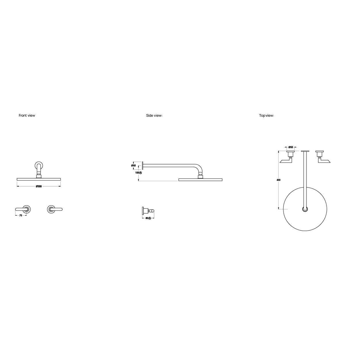 Brodware City Plus 300mm Shower Set, B Lever
