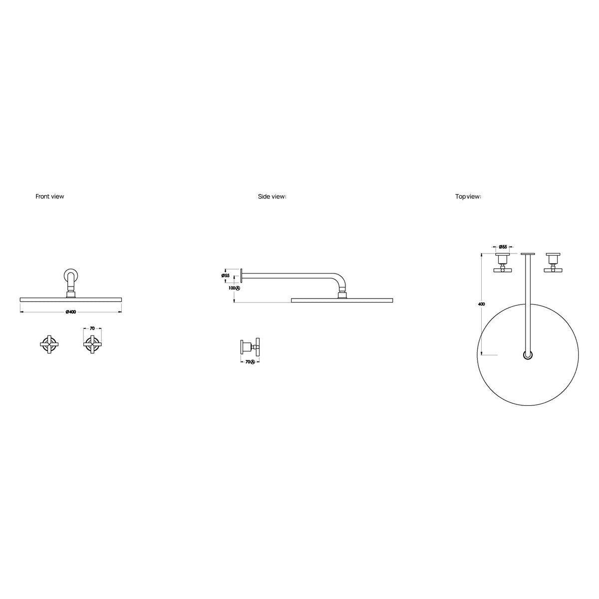 Brodware City Plus 400mm Shower Set, Cross Handle