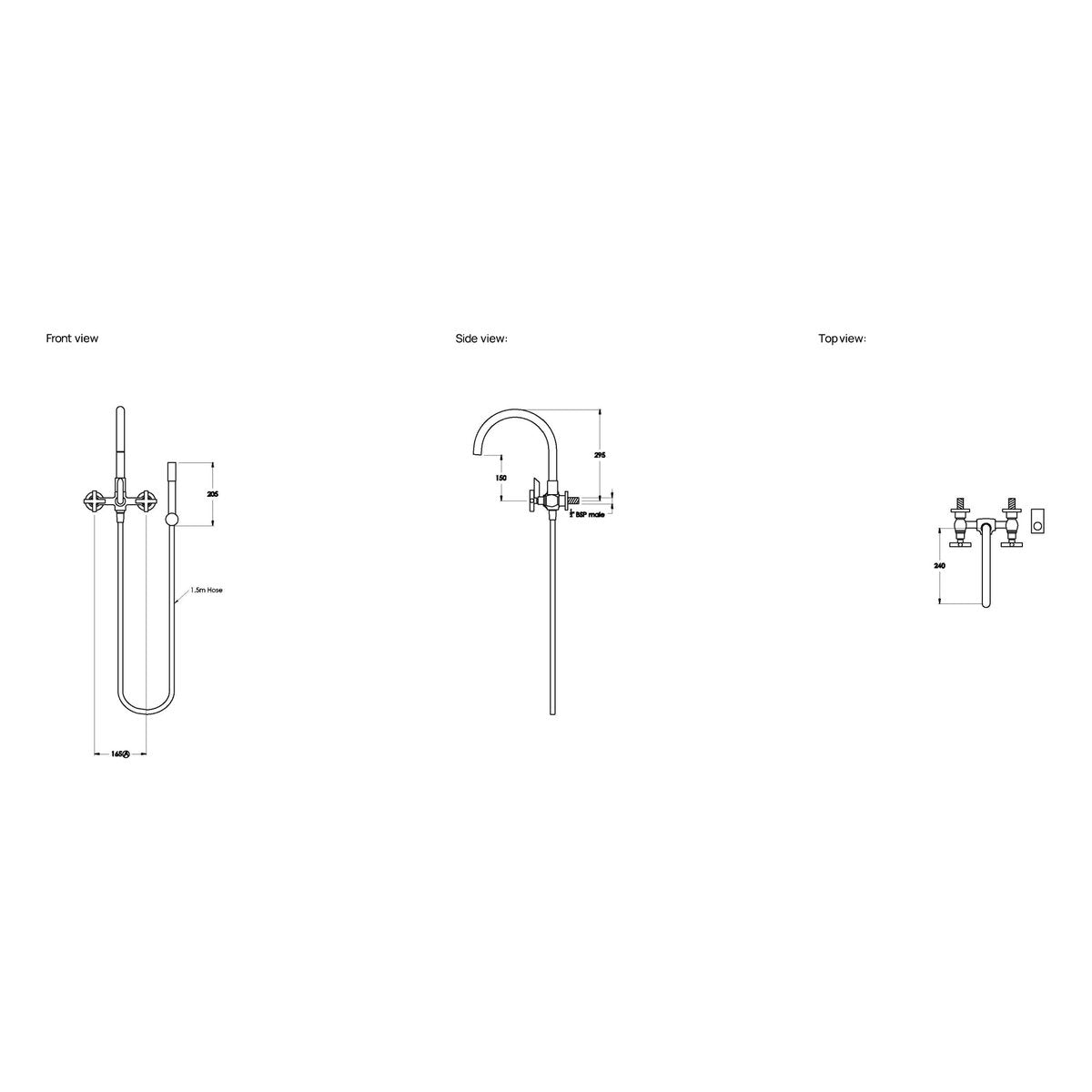 Brodware City Plus Bath Mixer With Handshower I, Cross Handle
