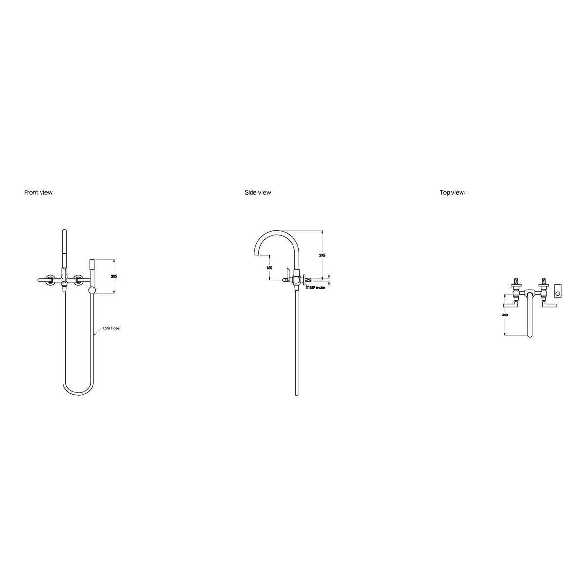 Brodware City Plus Bath Mixer With Handshower I, D Lever