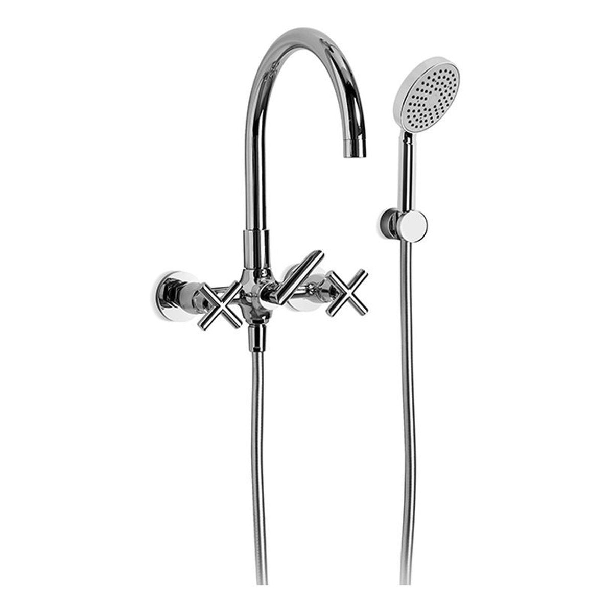 Brodware City Plus Bath Mixer With Handshower II, Cross Handle