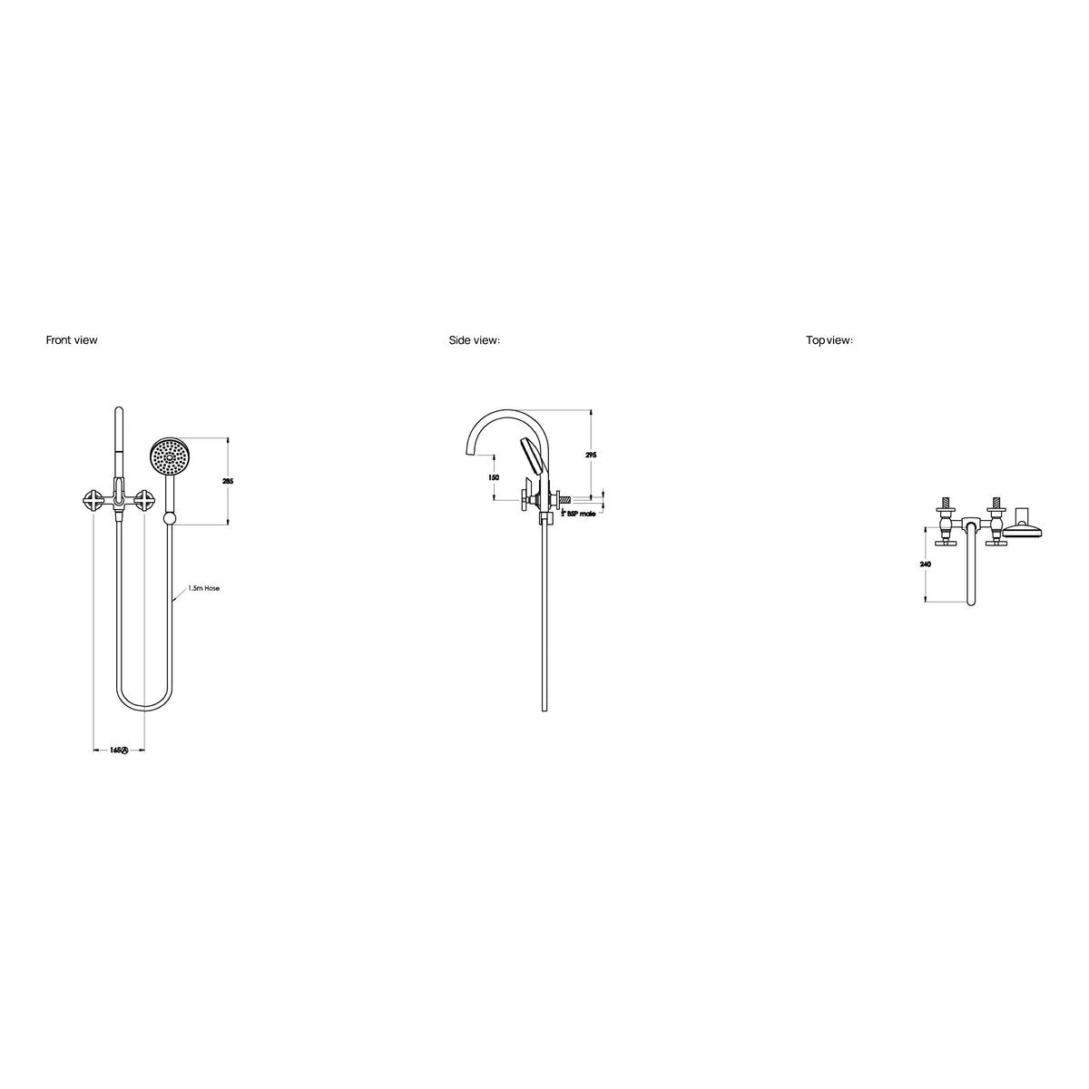 Brodware City Plus Bath Mixer With Handshower II, Cross Handle
